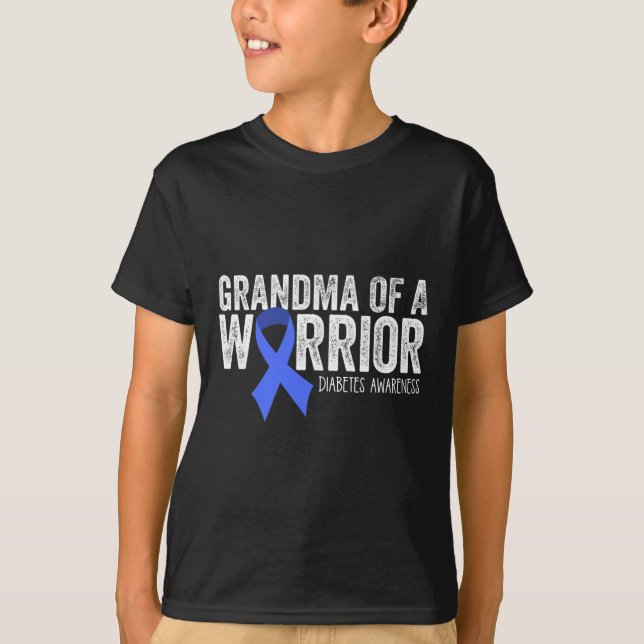 Camiseta Avó de um guerreiro T1D - Suportes de fita azul di (Frente)