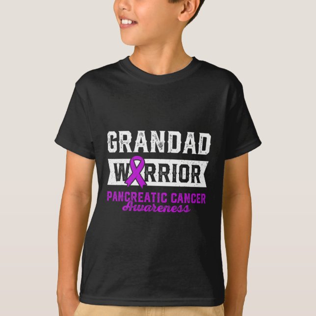 Camiseta Avô De Uma Fita Roxa Pancreática Guerreira (Frente)
