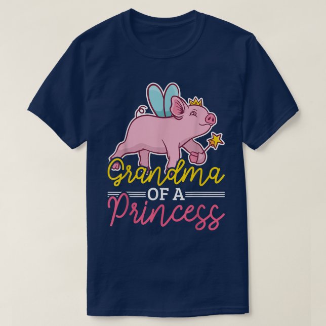 Camiseta Avó de uma princesa com um porco (Frente do Design)