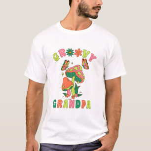 Camiseta avô descolado cogumelos coloridos vintage