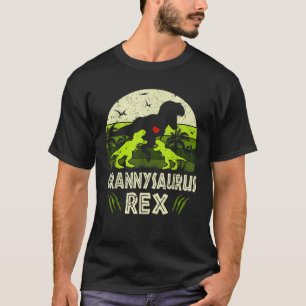 Camiseta Avó Dinossaur T Rex Grannysaurus 2 filhos Família