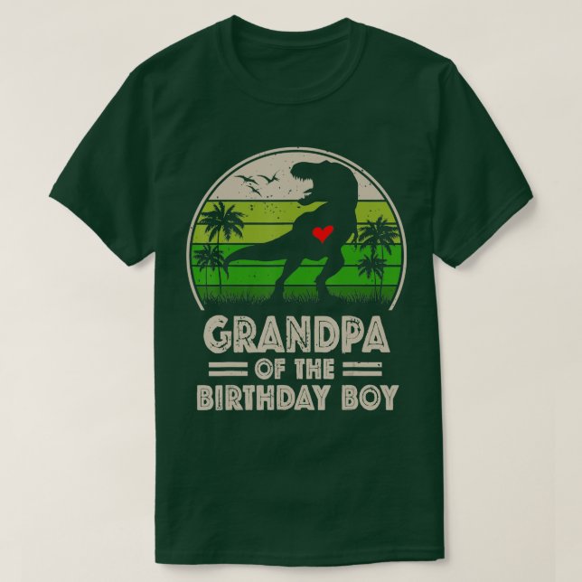 Camiseta Avô Dinossauro do Aniversário da Família (Frente do Design)