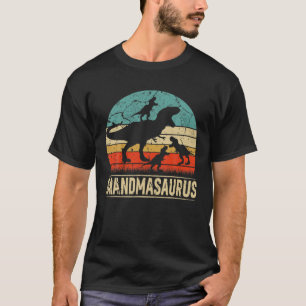 Camiseta Avó Dinossauro T Rex Grandmasaurus 3 Crianças Fa