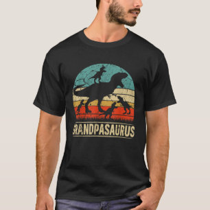 Camiseta Avô Dinossauro T Rex Grandpasauro 4 filhos Família