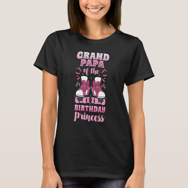 Camiseta Avô do aniversário da Princesa Roller Skates S (Frente)