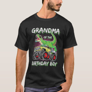Camiseta Avó do Aniversário do Rapaz T Rex Monster Truck Bi