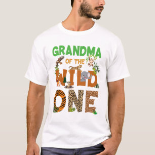Camiseta Avó Do Aniversário Selvagem Um Safari Aniversário