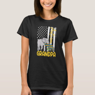 Camiseta Avô do Autismo Americano Bandeira dos EUA Elefante