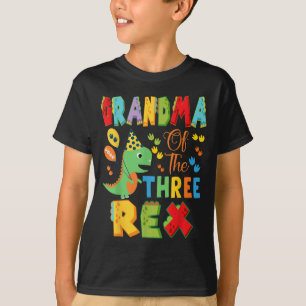Camiseta Avó Do Dinossauro Rex aniversário de 3 anos