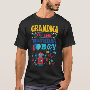Camiseta Avó do Menino do Robô de Aniversário Família Corre
