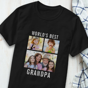 Camiseta Avô do Mundo Mais Ótimo 3 Colagem de Fotos Texto P