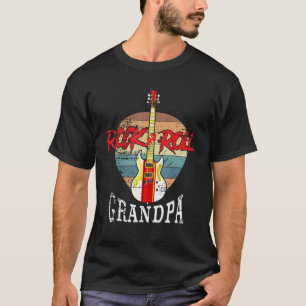Camiseta Avô do Rock and Roll música de guitarra retrô vint