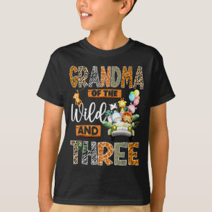 Camiseta Avó do Selvagem e Menino de 3º Aniversário Saf