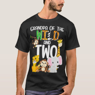 Camiseta Avô do Tema Selvagem e Dois Zoológicos Aniversário