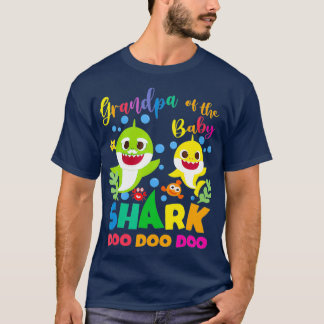 Camiseta Avô Do Tubarão-Bebê Aniversário Tubarão-Vovô
