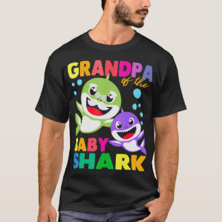 Camiseta Avô Do Tubarão-Bebê Aniversário Tubarão-Vovô