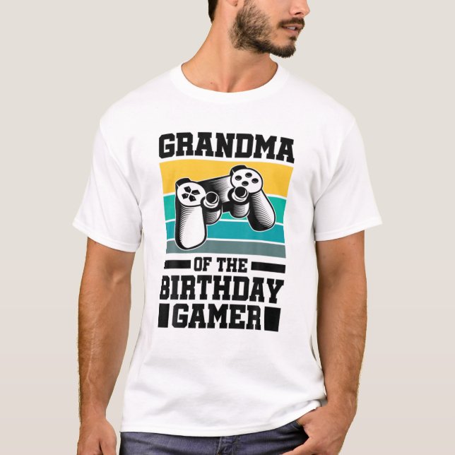 Camiseta Avó Dos Videos games De Aniversário, Conole G (Frente)