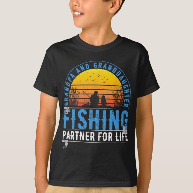 Camiseta Avô E Neta Parceiros De Pesca Para A Vida (Frente)