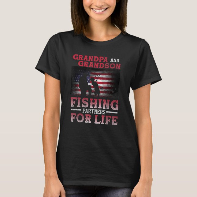 Camiseta Avô e Neto Parceiros de Pesca Dia dos Pais (Frente)