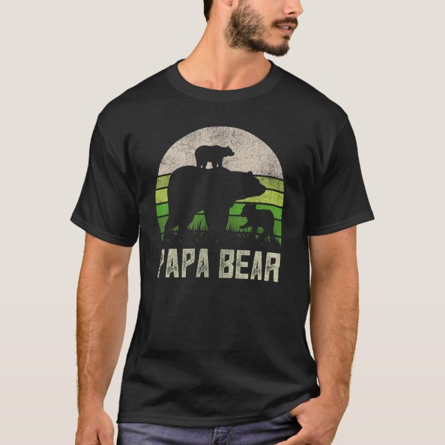 Camiseta Avô Engraçado De Netos Papá Bear 2 Cubo (Frente)