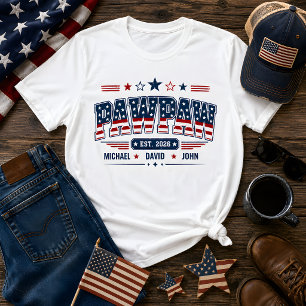 Camiseta Avô Est 2026 Bandeira Americana Nome Personalizado