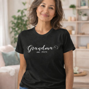 Camiseta Avó Estabeleceu Script Branco
