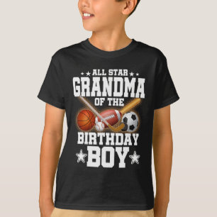 Camiseta Avó Estrela do Menino de Aniversário Sketll Futebo