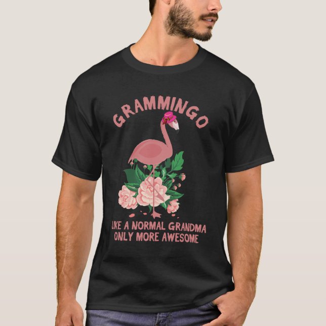 Camiseta Avó Flamingo como uma avó normal só mo (Frente)