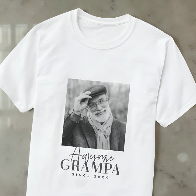 Camiseta Avô Incrível Desde 20XX Foto Elegante Simples (Criador carregado)