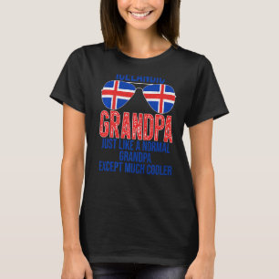 Camiseta Avô islandês Islândia Bandeira Óculos de sol Gordu