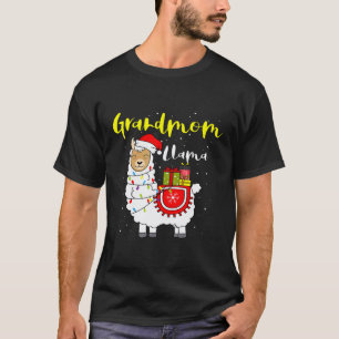 Camiseta Avó Lhama Luzes Chapéu de Papai Noel Xmas Pijama M