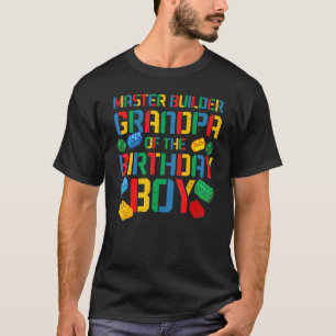 Camiseta Avô Mestre Construtor Construindo Tijolos Blocos F