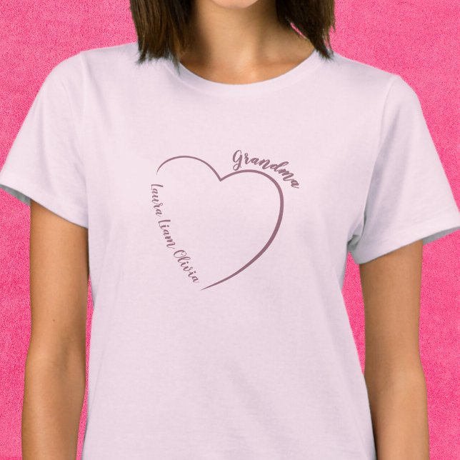 Camiseta Avó Nomes dos Netos Coração (Criador carregado)