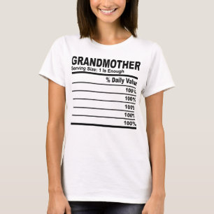 Camiseta Avó Nutrição Fatos Mulheres Personalizadas