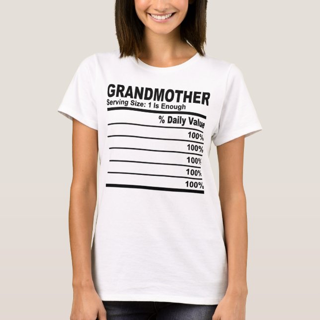 Camiseta Avó Nutrição Fatos Mulheres Personalizadas (Frente)