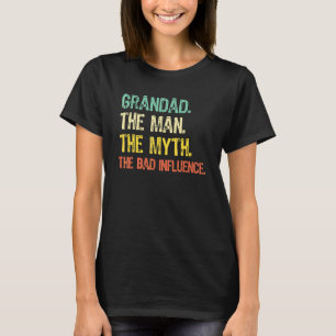 Camiseta Avô O Homem O Mito A Má Influência Retro