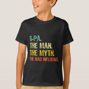 Camiseta Avô O Homem O Mito Má Influência Engraçado Vintage