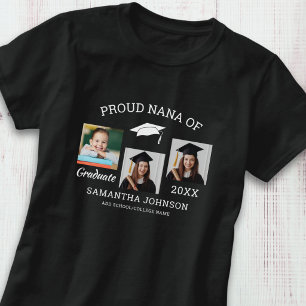 Camiseta Avó Orgulhosa do Graduado 3 Foto Graduação Preta
