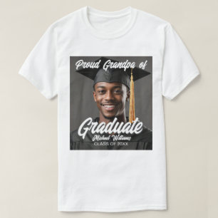 Camiseta Avô Orgulhoso de Foto de Graduado na Formatura