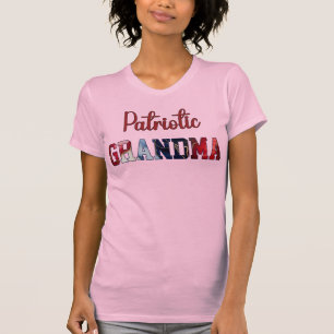 Camiseta Avó Patriótica Vermelho Branco Azul Tinta Alcoólic