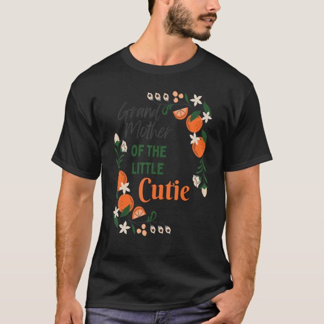 Camiseta Avó Pequena Cutie Chá de fraldas Laranja 1 rua Bi (Frente)