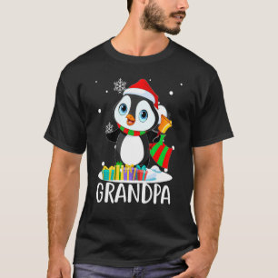 Camiseta Avô Pinguins Chapéu do Papai Noel Natal Família C
