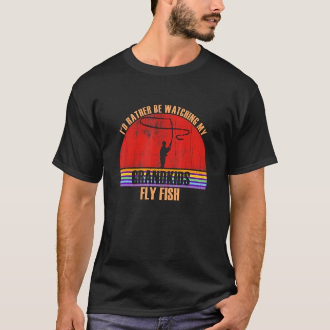 Camiseta Avó Preferiria Estar Observando Netos Pescarem com (Frente)