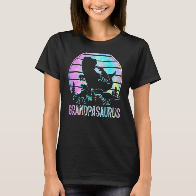Camiseta Avô Retro Avô Saurus Dinossaur Kid Fa (Frente)