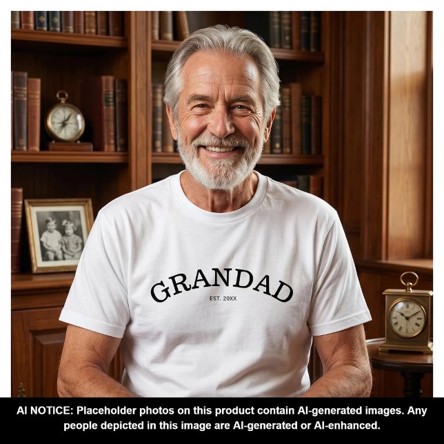 Camiseta Avô Simples Estabeleceu Ano de Costume Avô (Criador carregado)