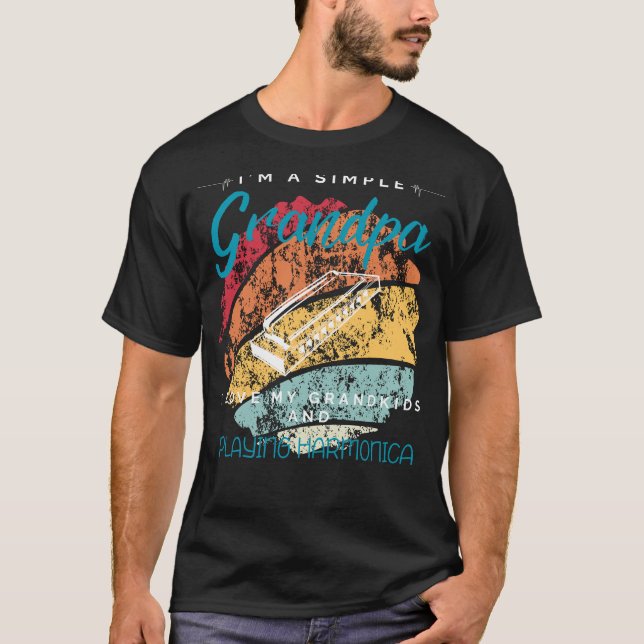 Camiseta Avô Simples Harmonica Tune - Chá Whimsical para (Frente)