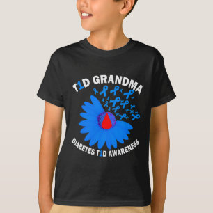 Camiseta Avó T1d Conscientização sobre Diabetes Tipo 1 Cura