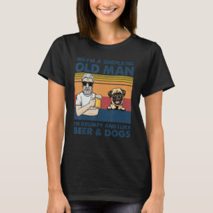 Camiseta Avô Velho e Mal-Humorado Gosta de Cerveja e Cachor