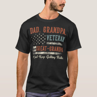 Camiseta Avô Veterano Bisavô Bandeira dos EUA Papai