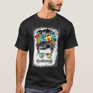Camiseta Avó Vida Desarrumada Coque Faixa de Cabelo Óculos